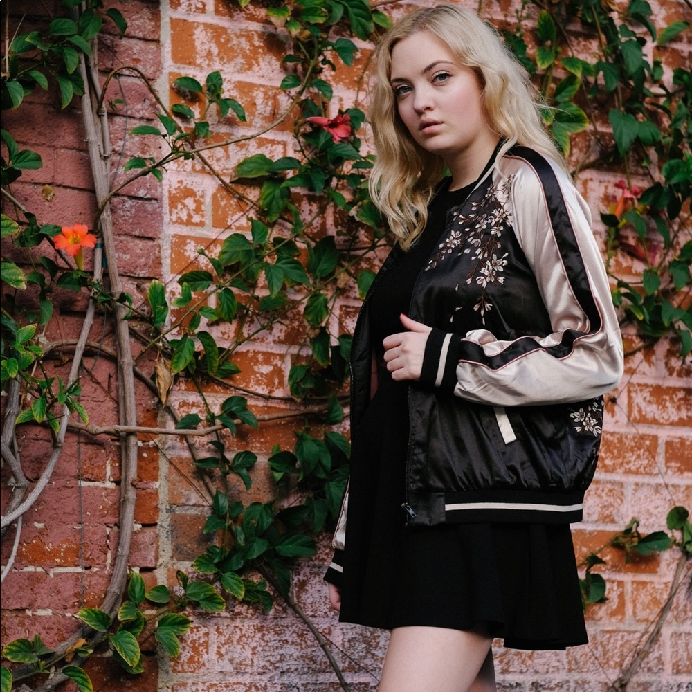 Black and Rose Gold Bomber Jacket